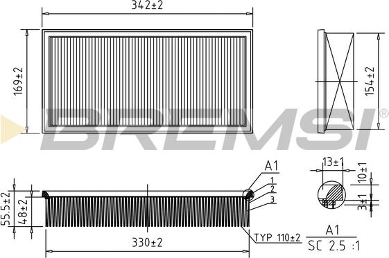 Bremsi FA2001 - Въздушен филтър vvparts.bg