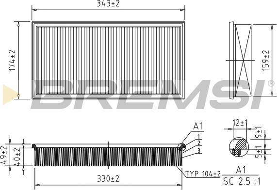 Bremsi FA2148 - Въздушен филтър vvparts.bg