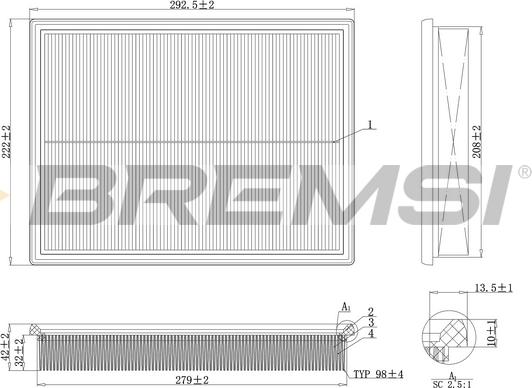 Bremsi FA2105 - Въздушен филтър vvparts.bg