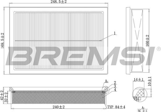 Bremsi FA2130 - Въздушен филтър vvparts.bg