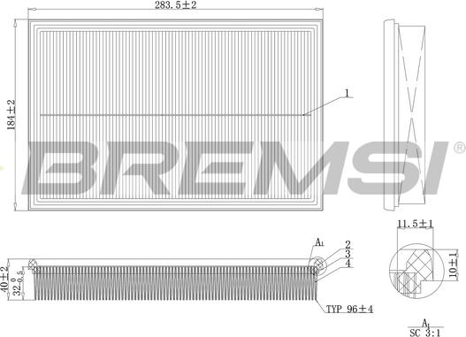 Bremsi FA2124 - Въздушен филтър vvparts.bg