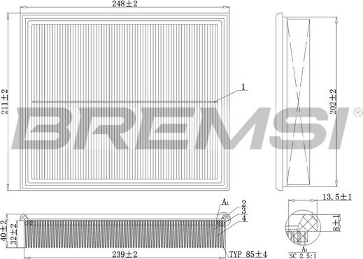 Bremsi FA2128 - Въздушен филтър vvparts.bg