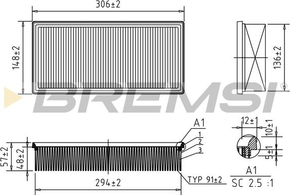 Bremsi FA2316 - Въздушен филтър vvparts.bg