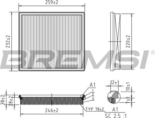 Bremsi FA2325 - Въздушен филтър vvparts.bg