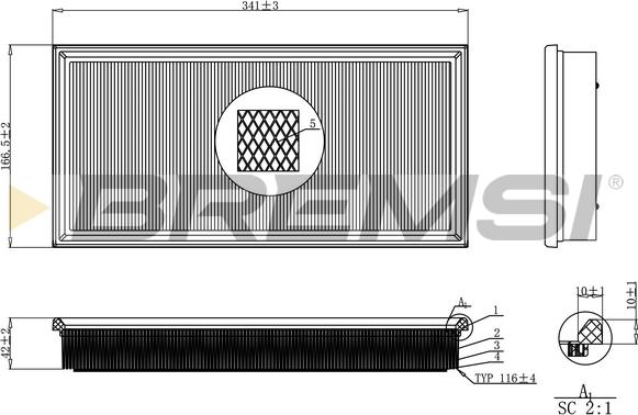 Bremsi FA2249 - Въздушен филтър vvparts.bg