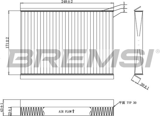 Bremsi FC0929C - Филтър купе (поленов филтър) vvparts.bg