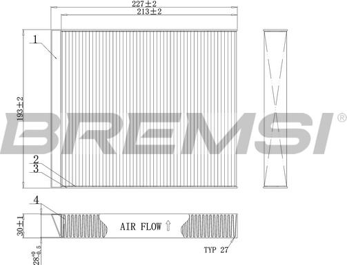 Bremsi FC0971C - Филтър купе (поленов филтър) vvparts.bg