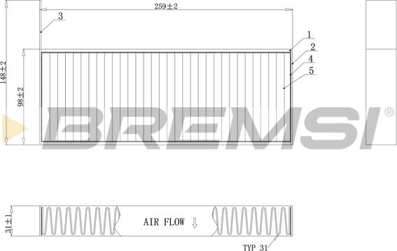 Bremsi FC0464C - Филтър купе (поленов филтър) vvparts.bg