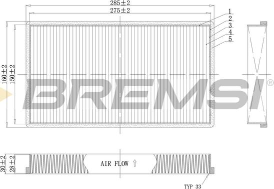 Bremsi FC0488C - Филтър купе (поленов филтър) vvparts.bg