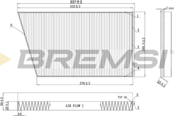 Bremsi FC0502C - Филтър купе (поленов филтър) vvparts.bg