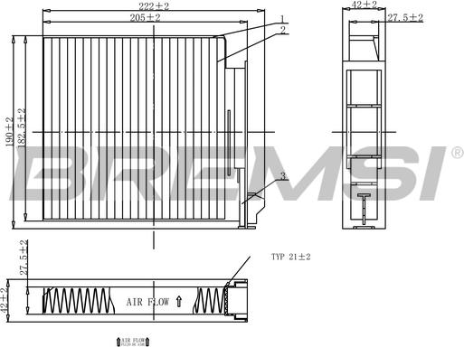 Bremsi FC0093 - Филтър купе (поленов филтър) vvparts.bg