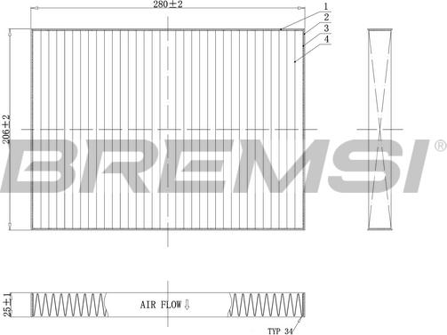 Bremsi FC0084C - Филтър купе (поленов филтър) vvparts.bg