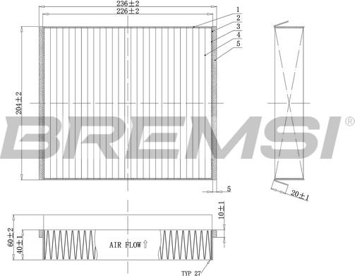 Bremsi FC1333C - Филтър купе (поленов филтър) vvparts.bg