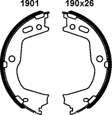 BSF 01901 - Комплект спирачна челюст, ръчна спирачка vvparts.bg