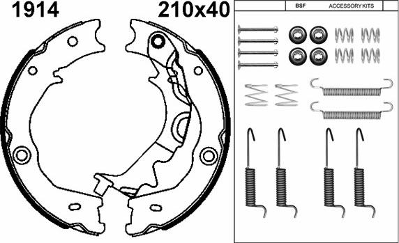 BSF 01914K - Комплект спирачна челюст, ръчна спирачка vvparts.bg
