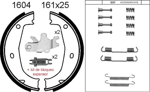 BSF 01604KC - Комплект спирачна челюст, ръчна спирачка vvparts.bg