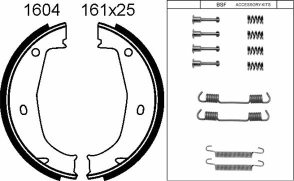 BSF 01604K - Комплект спирачна челюст, ръчна спирачка vvparts.bg