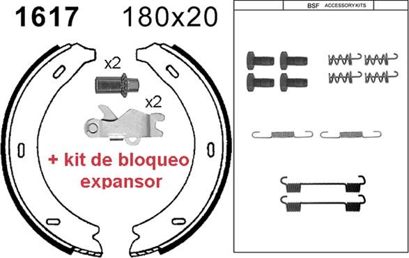 BSF 01617KC - Комплект спирачна челюст, ръчна спирачка vvparts.bg