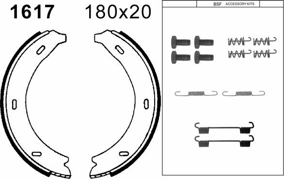 BSF 01617K - Комплект спирачна челюст, ръчна спирачка vvparts.bg