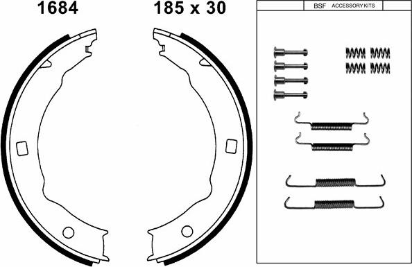 BSF 01684K - Комплект спирачна челюст, ръчна спирачка vvparts.bg