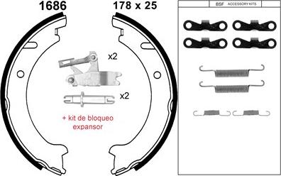 BSF 01686KC - Комплект спирачна челюст, ръчна спирачка vvparts.bg