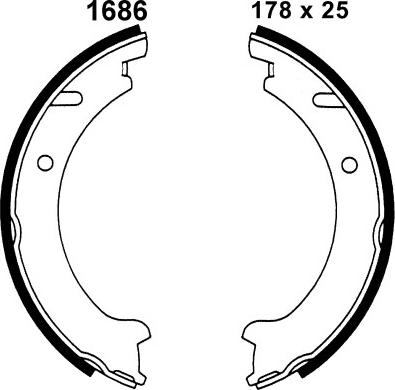 BSF 01686 - Комплект спирачна челюст, ръчна спирачка vvparts.bg