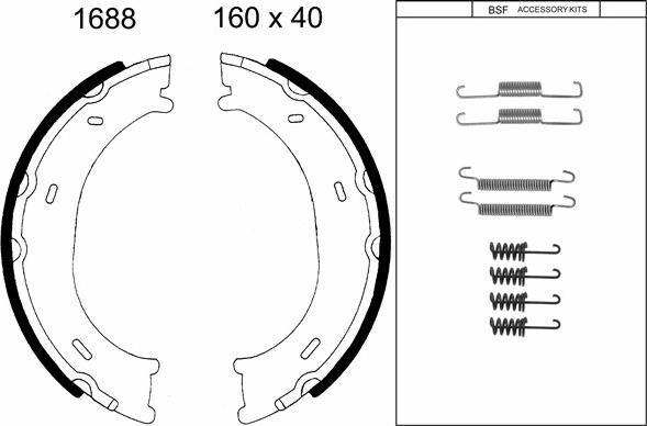 BSF 01688K - Комплект спирачна челюст, ръчна спирачка vvparts.bg