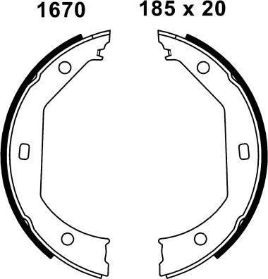 BSF 01670 - Комплект спирачна челюст, ръчна спирачка vvparts.bg