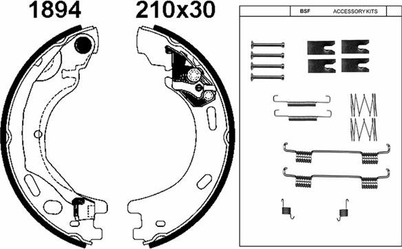 BSF 01894K - Комплект спирачна челюст, ръчна спирачка vvparts.bg