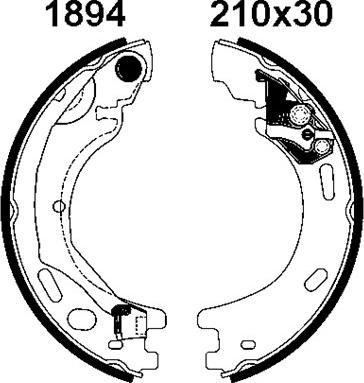 BSF 01894 - Комплект спирачна челюст, ръчна спирачка vvparts.bg