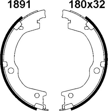BSF 01891 - Комплект спирачна челюст, ръчна спирачка vvparts.bg