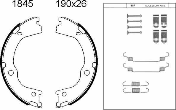 BSF 01845K - Комплект спирачна челюст, ръчна спирачка vvparts.bg