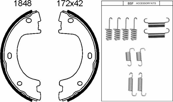 BSF 01848K - Комплект спирачна челюст, ръчна спирачка vvparts.bg