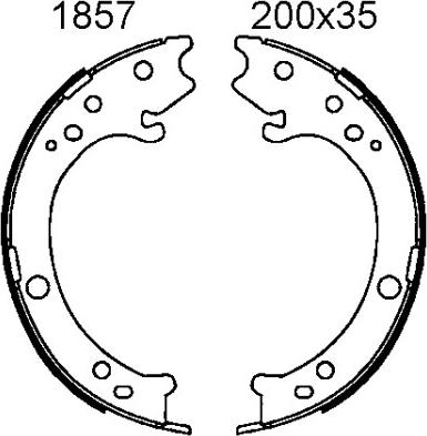 BSF 01857 - Комплект спирачна челюст, ръчна спирачка vvparts.bg