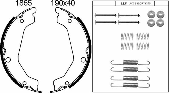 BSF 01865K - Комплект спирачна челюст, ръчна спирачка vvparts.bg