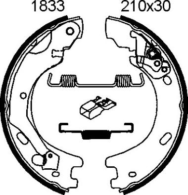 BSF 01833 - Комплект спирачна челюст, ръчна спирачка vvparts.bg
