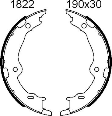 BSF 01822 - Комплект спирачна челюст, ръчна спирачка vvparts.bg