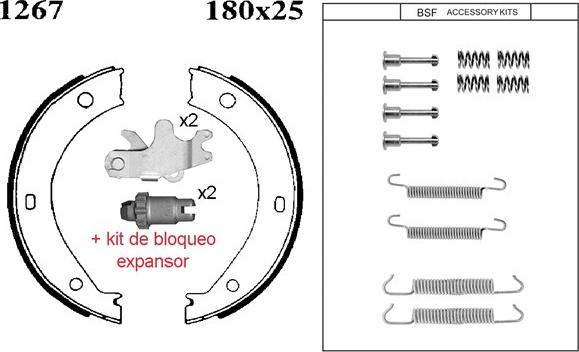 BSF 01267KC - Комплект спирачна челюст, ръчна спирачка vvparts.bg