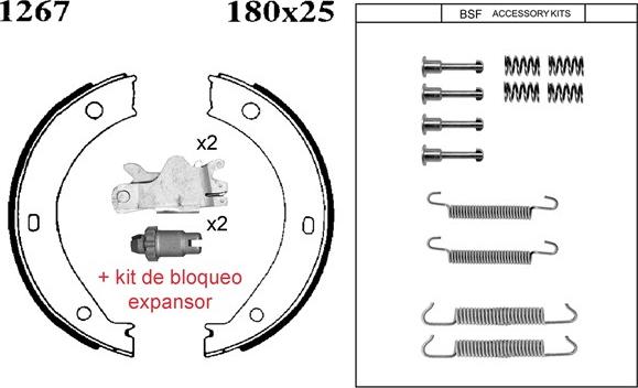 BSF 01267KD - Комплект спирачна челюст, ръчна спирачка vvparts.bg