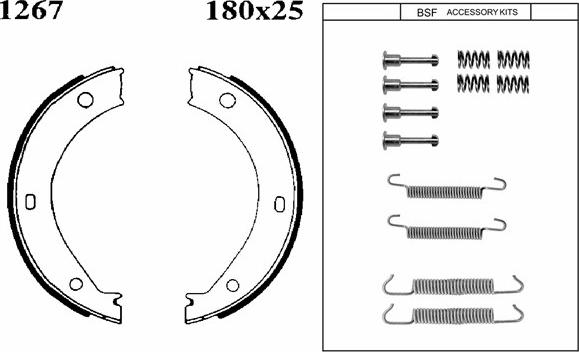 BSF 01267K - Комплект спирачна челюст, ръчна спирачка vvparts.bg