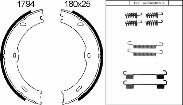 BSF 01794K - Комплект спирачна челюст, ръчна спирачка vvparts.bg