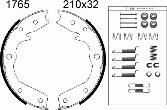BSF 01765K - Комплект спирачна челюст, ръчна спирачка vvparts.bg