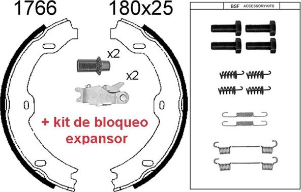 BSF 01766KD - Комплект спирачна челюст, ръчна спирачка vvparts.bg