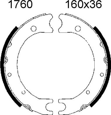 BSF 01760 - Комплект спирачна челюст, ръчна спирачка vvparts.bg