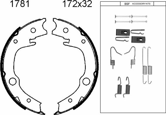 BSF 01781K - Комплект спирачна челюст, ръчна спирачка vvparts.bg