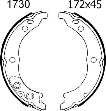 BSF 01730 - Комплект спирачна челюст, ръчна спирачка vvparts.bg