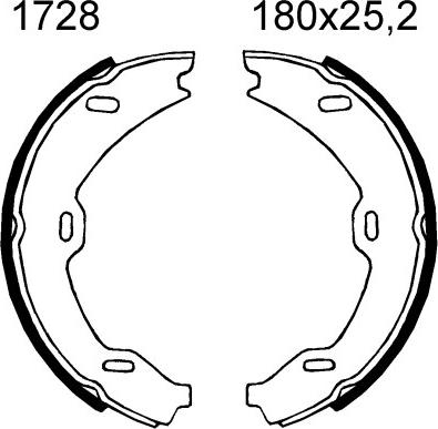 BSF 01728 - Комплект спирачна челюст, ръчна спирачка vvparts.bg