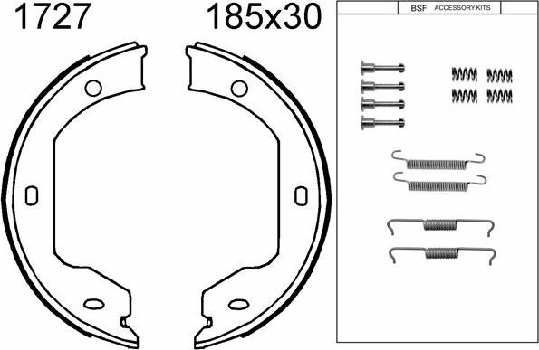 BSF 01727K - Комплект спирачна челюст, ръчна спирачка vvparts.bg