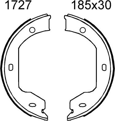 BSF 01727 - Комплект спирачна челюст, ръчна спирачка vvparts.bg