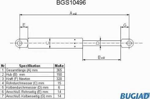 Bugiad BGS10496 - Газов амортисьор, капак на двигателя vvparts.bg